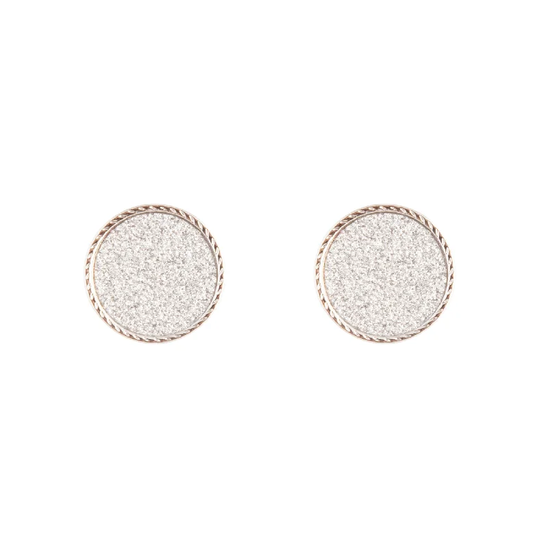 Deco style earrings-Silver Glitter Inlay Disc Earrings