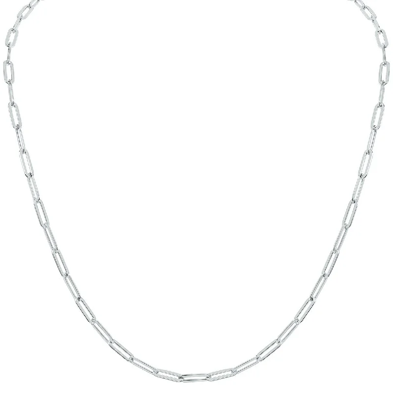 Cedar wood necklaces-Marquee Jewels Silver Rhodium 4MM Flat Paperclip Necklace With Lobster Clasp - 24 Inch