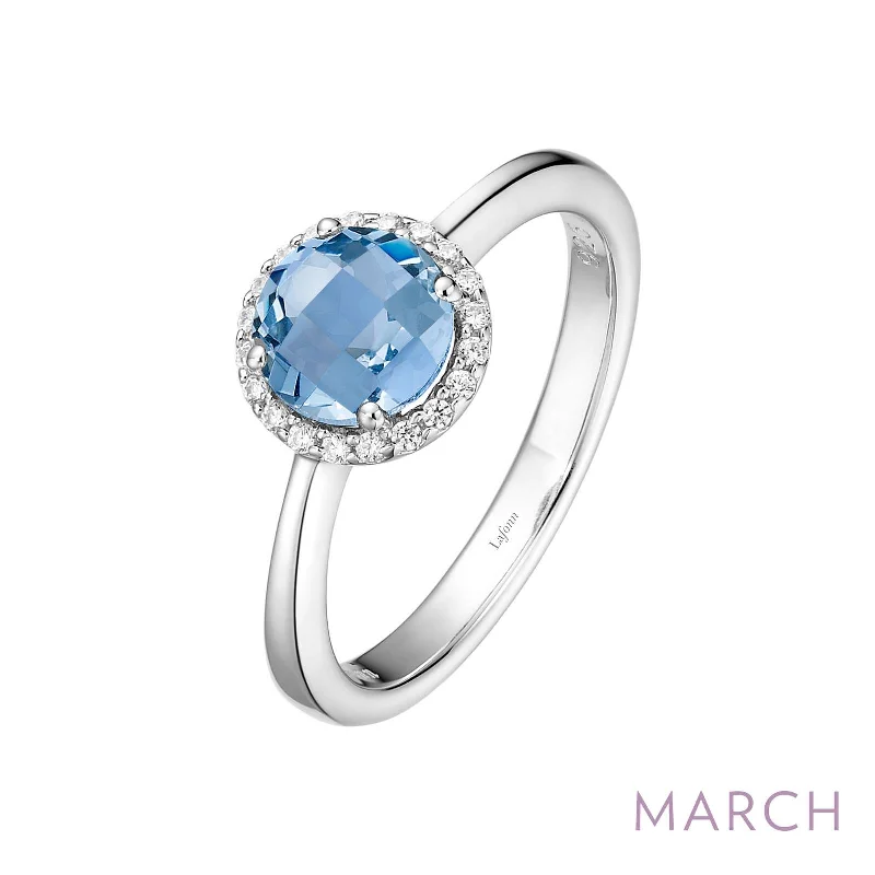 Radiant star engagement rings-Lafonn Simulated Diamond & Aquamarine Birthstone Ring - March BR001AQP