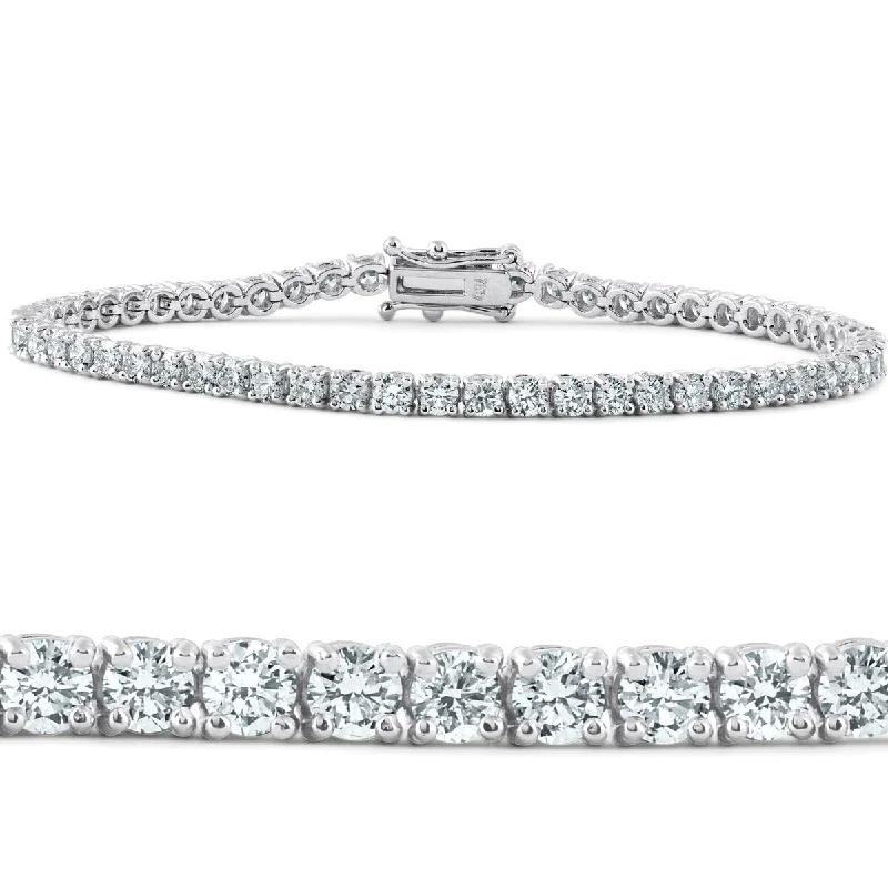 Chunky cuff bangles-5 Ct Diamond Tennis Bracelet 18k White Gold 7" Lab Grown Eco Friendly