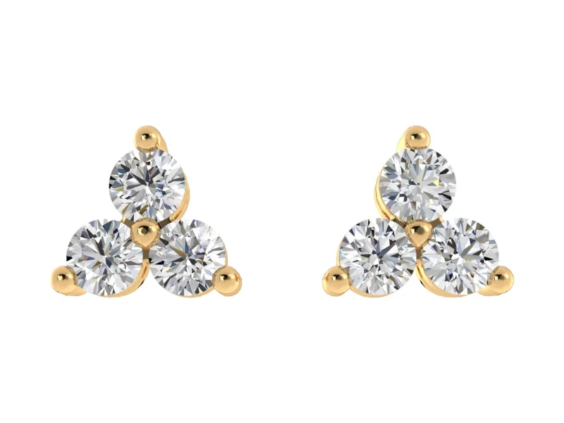 Deco style earrings-Diamond Trio Studs