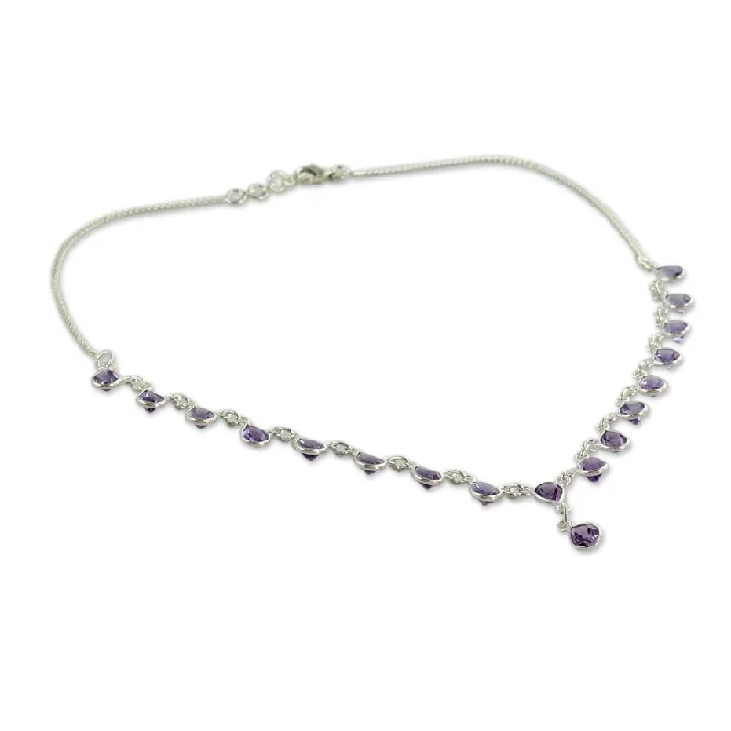 Spring clasp necklaces-NOVICA Handmade Sterling Silver Mystical Femme Amethyst Necklace (India) - 7'6" x 9'6"