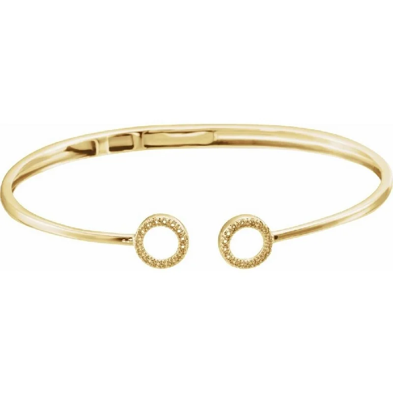 Ruby gem bangles-Curata 14k Yellow Gold Polished 0.17 Dwt Diamond Circle Hinged Cuff Bracelet