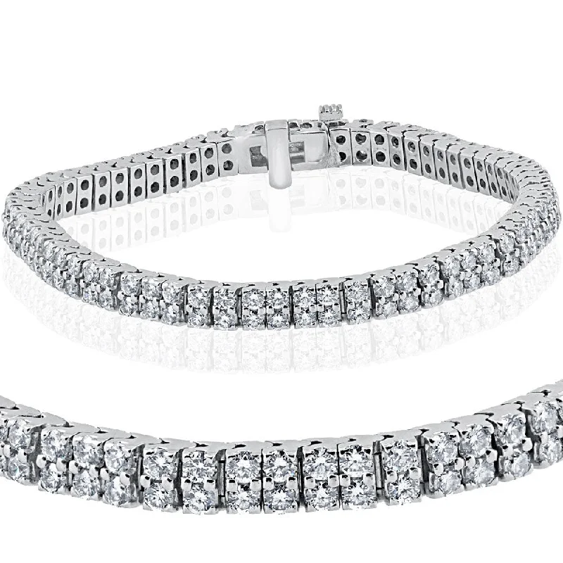 Glossy cuff bangles-14k White Gold 5 1/10 ct TDW Diamond Double Row Tennis Bracelet (F-G,SI1-SI2)