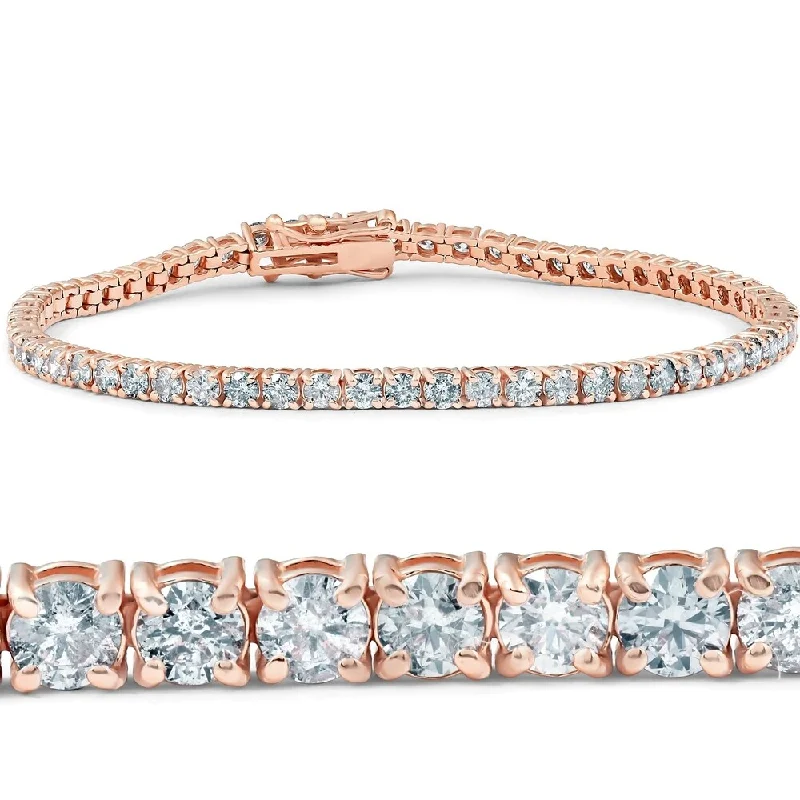 Dusk gothic bangles-4.35 ct Diamond Tennis Bracelet Rose Gold 7"