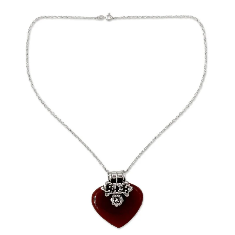 Topaz pendant necklaces-Handmade Carnelian Heart Necklace, 'Love Declared' (India)