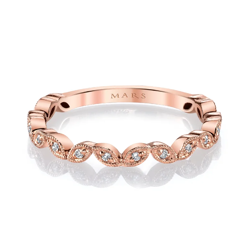 Topaz stone engagement rings-14K Rose Gold 0.09ct. Diamond Milgrain Detailing Stackable Fashion Ring