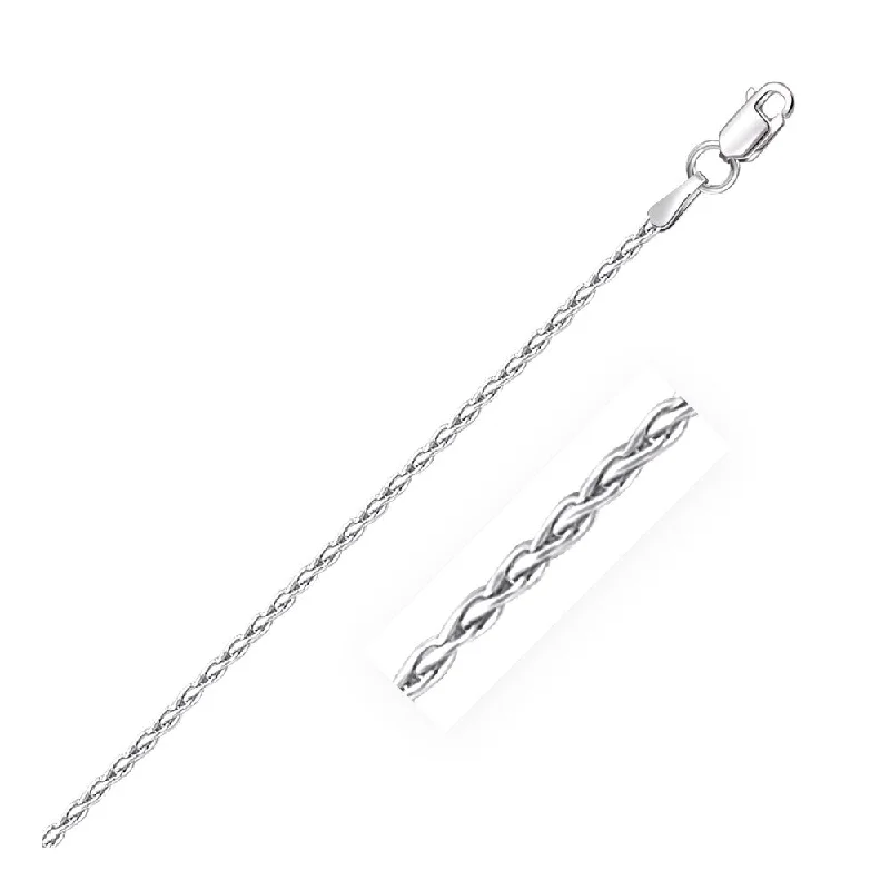 Loop knot necklaces-Sterling Silver Rhodium Plated Wheat Chain Necklace 1.5mm