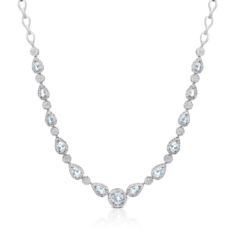 Victorian style necklaces-Dolce Giavonna Sterling Silver Blue Topaz Necklace