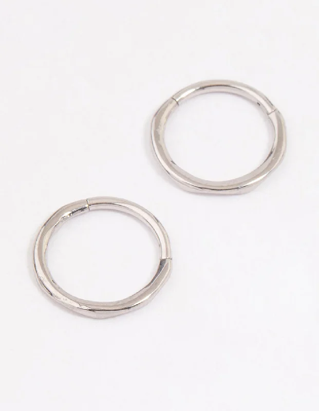 Whimsical pair earrings-Surgical Steel Wavy Sleeper Hoop Earrings 10mm