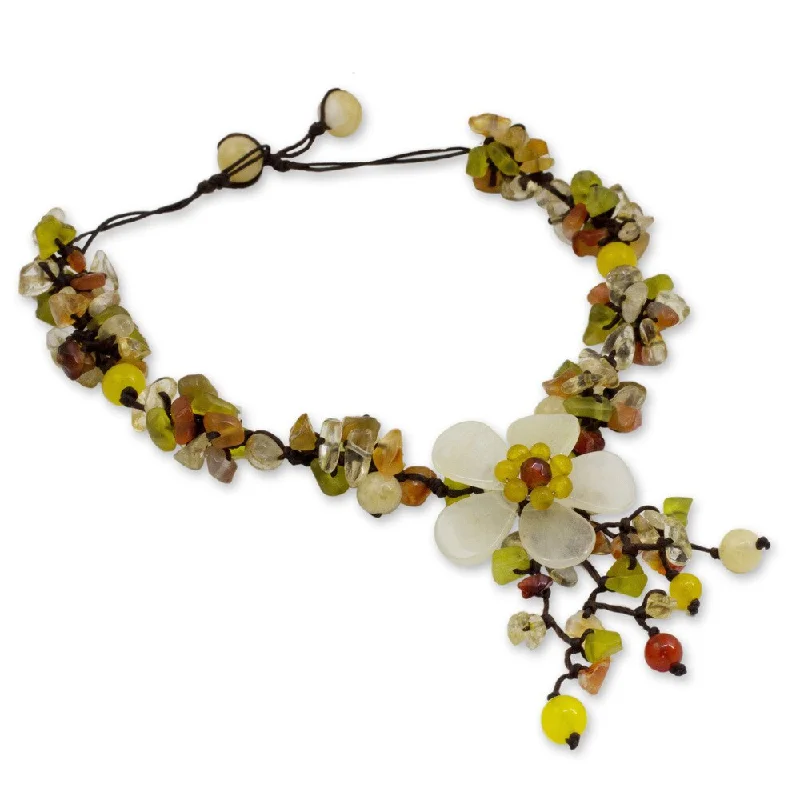 Ripple pattern necklaces-Handmade Multi-gemstone 'Dazzling Bloom' Necklace (Thailand)