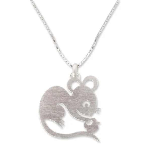 Bead braid necklaces-Handmade Sterling Silver 'Chinese Zodiac Rat' Necklace (Thailand)