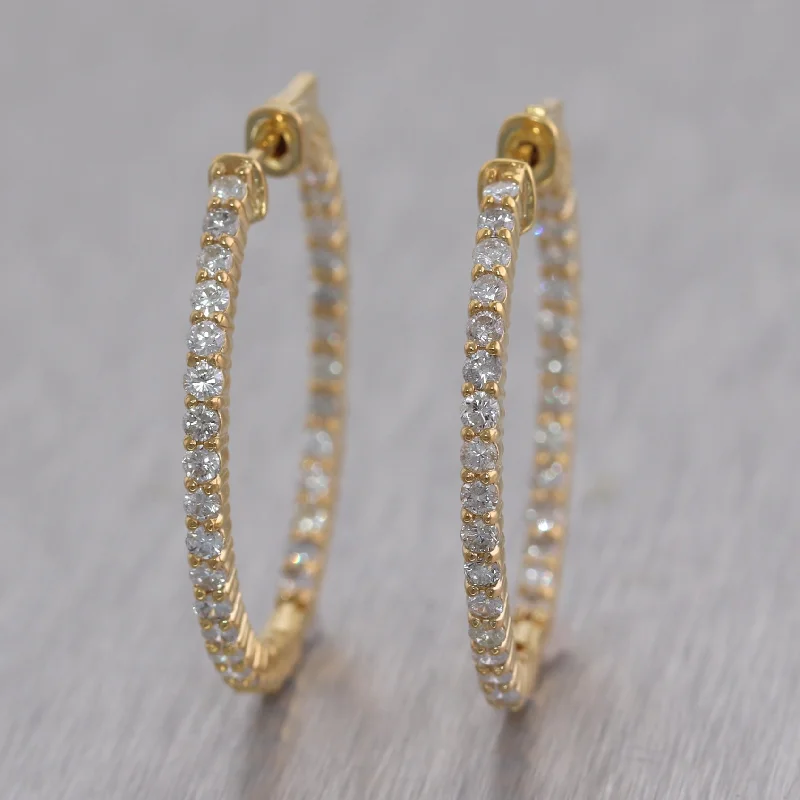 Light clay earrings-14k Yellow Gold 2ctw Diamond In & Out Hoop Earrings