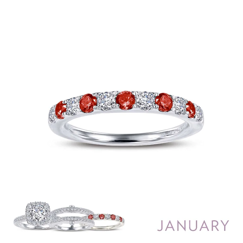 Layered band engagement rings-Lafonn Simulated Diamond & Garnet January Birthstone Stackable Ring BR004GNP