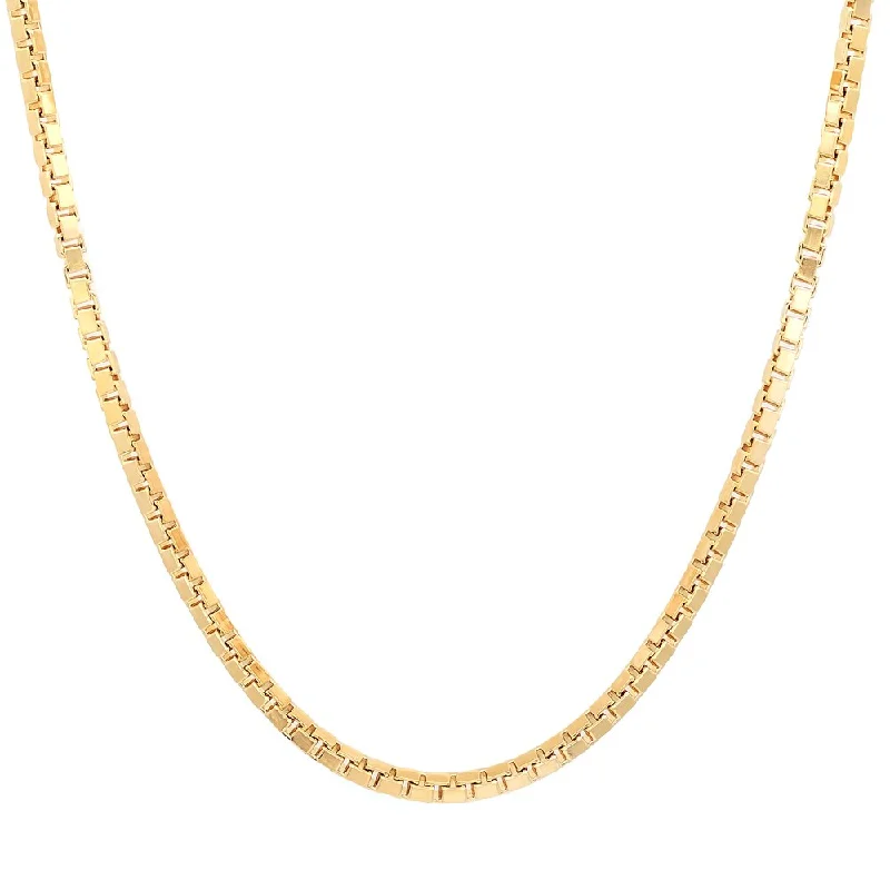 Leaf motif necklaces-Gold Plated Silver 2 mm Box Chain Necklace by Roberto Martinez