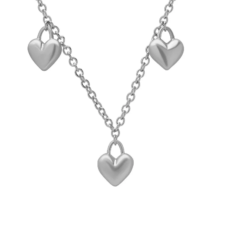 Emerald drop necklaces-Victoria Townsend Silver Plated Three Heart Necklace