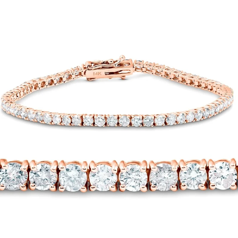 Topaz stone bangles-4.49 Ct Diamond Tennis Bracelet 14K Rose Gold 7"