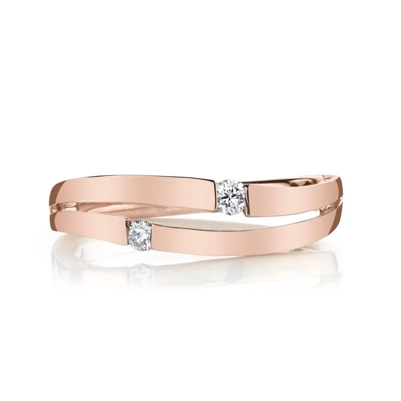 Satin silver engagement rings-14K Rose Gold 0.08ct. Diamond Tension Set Split Fashion Ring