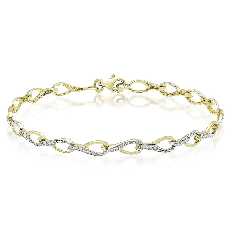 Layered chain bangles-Finesque Gold Over Sterling Silver 1/10ct TDW Diamond Link Bracelet (I-J, I2-I3)