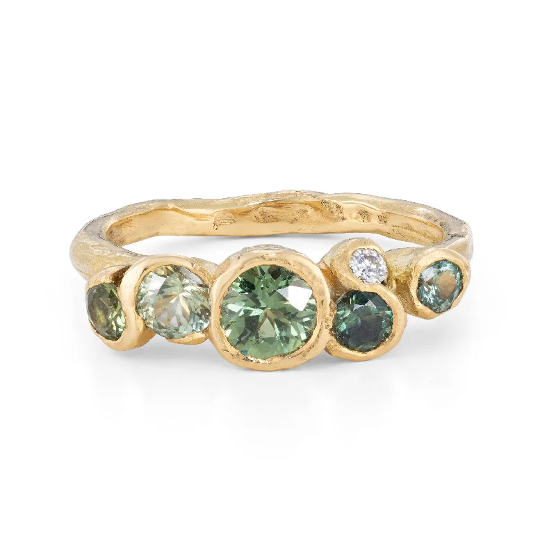 Solitaire diamond engagement rings-Sea Green Sapphire Nori Ring