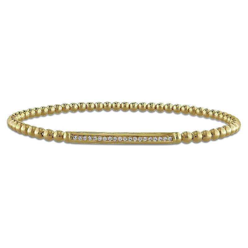 Baroque pearl bangles-Miadora 1/7ct TW Diamond Bar Beaded Bracelet in 14k Yellow Gold - 7.25 in