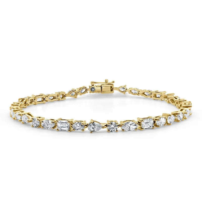 Shiny modern bangles-Joelle Diamond Fancy Shape Bracelet 5.62ct 14K Gold - White