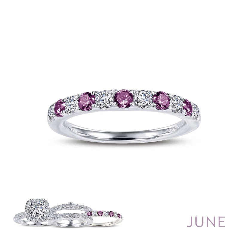 Asymmetrical engagement rings-Lafonn Simulated Diamond & Alexandrite June Birthstone Stackable Ring BR004AXP