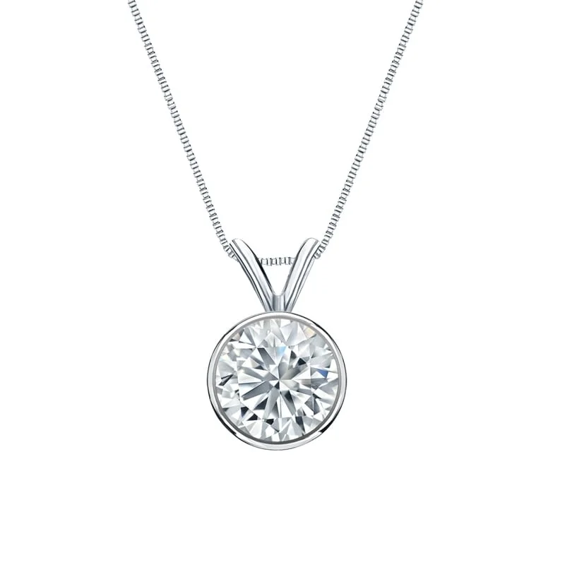 Regal diamond necklaces-Auriya 14-karat Gold 2.00ctw Round Solitaire Lab Grown Diamond Necklace Bezel (H-I VS) - 2