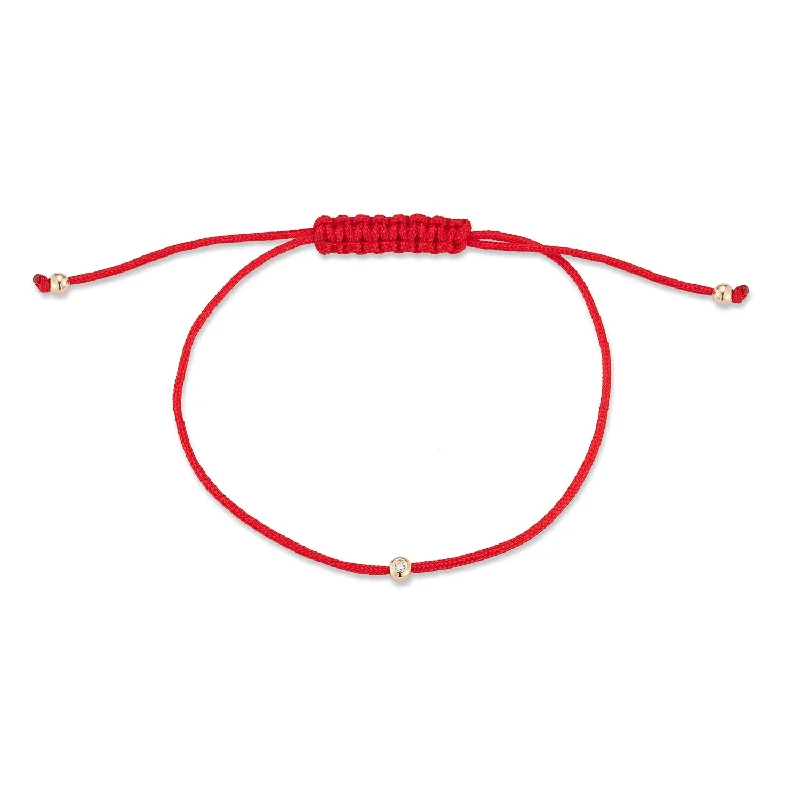 Tide shape bangles-14kt Diamond Dot on Red Nylon Bracelet - Women