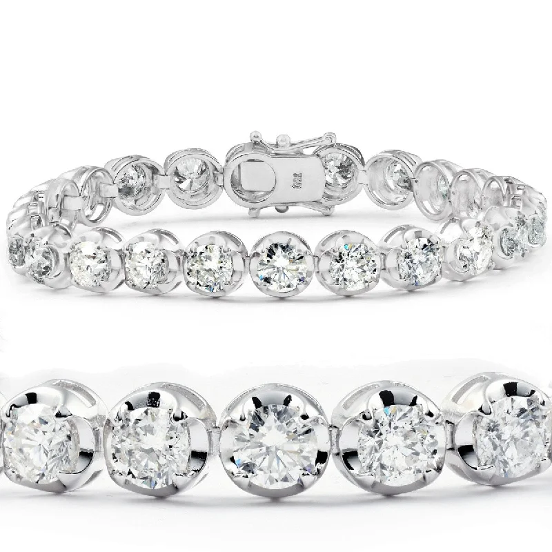 Spinel stone bangles-15 Ct Diamond Tennis Bracelet White Gold 7" Double Locking Clasp