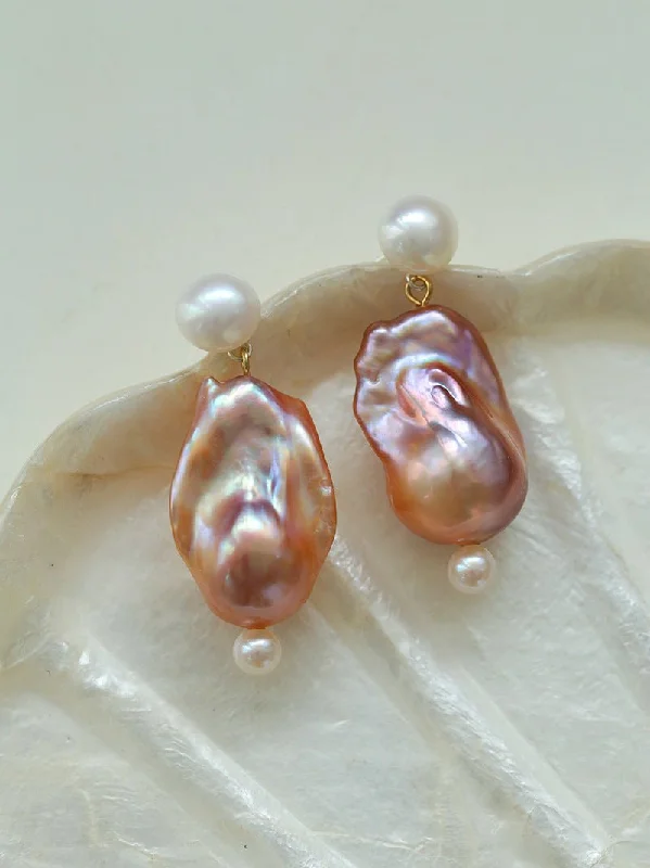 Polished art earrings-Purple Baroque Pearls Drop Earrings