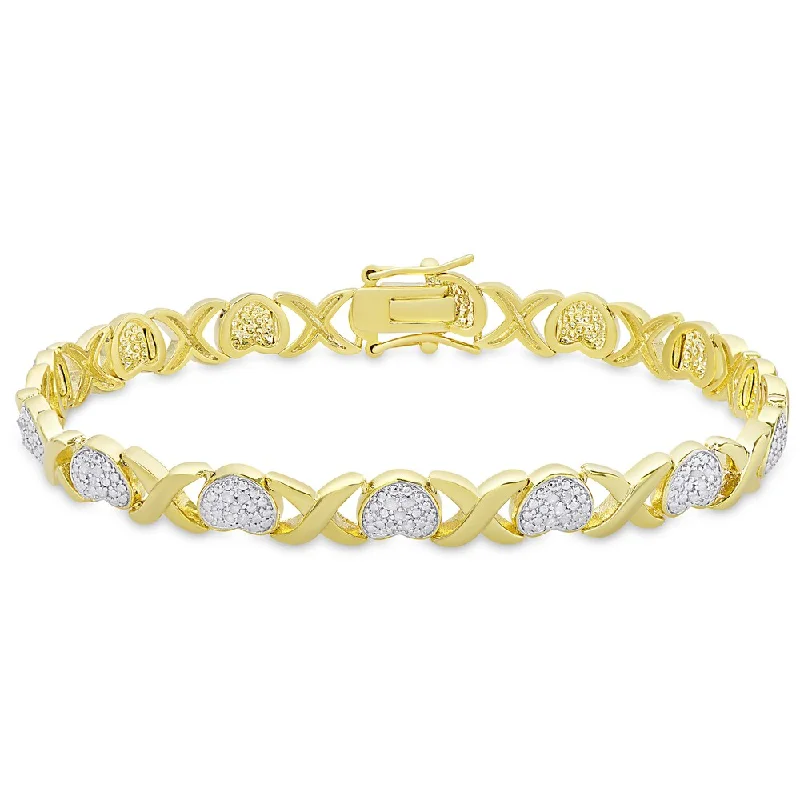 Tide pattern bangles-Finesque Gold Overlay Diamond Accent 'XO' Design Bracelet