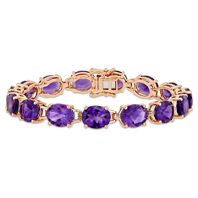 Stretch cord bangles-Miadora Rose Plated Sterling Silver 36ct TGW African-Amethyst Bracelet