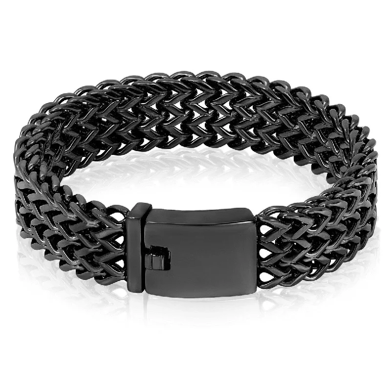 Bamboo weave bangles-Crucible Men's Three Row Franco Stainless Steel Bracelet (18mm)