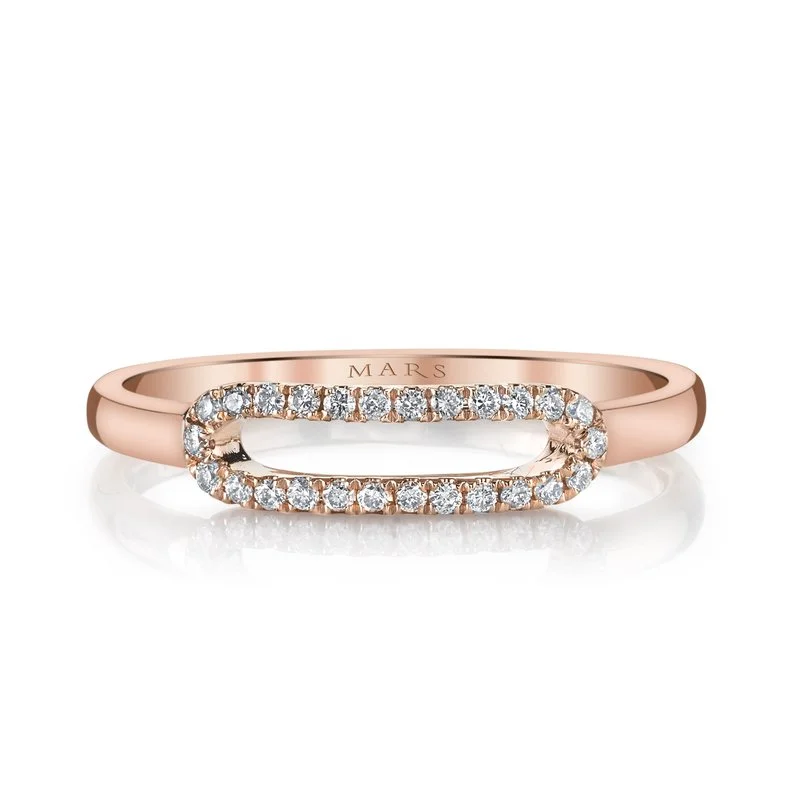 Petal carved engagement rings-14K Rose Gold 0.12ct. Pave Diamond Open Link Fashion Ring