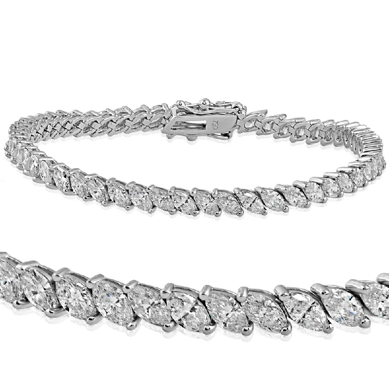 Radiant star bangles-18k White Gold 6.46 ct TDW Marquise Diamond Tennis Bracelet