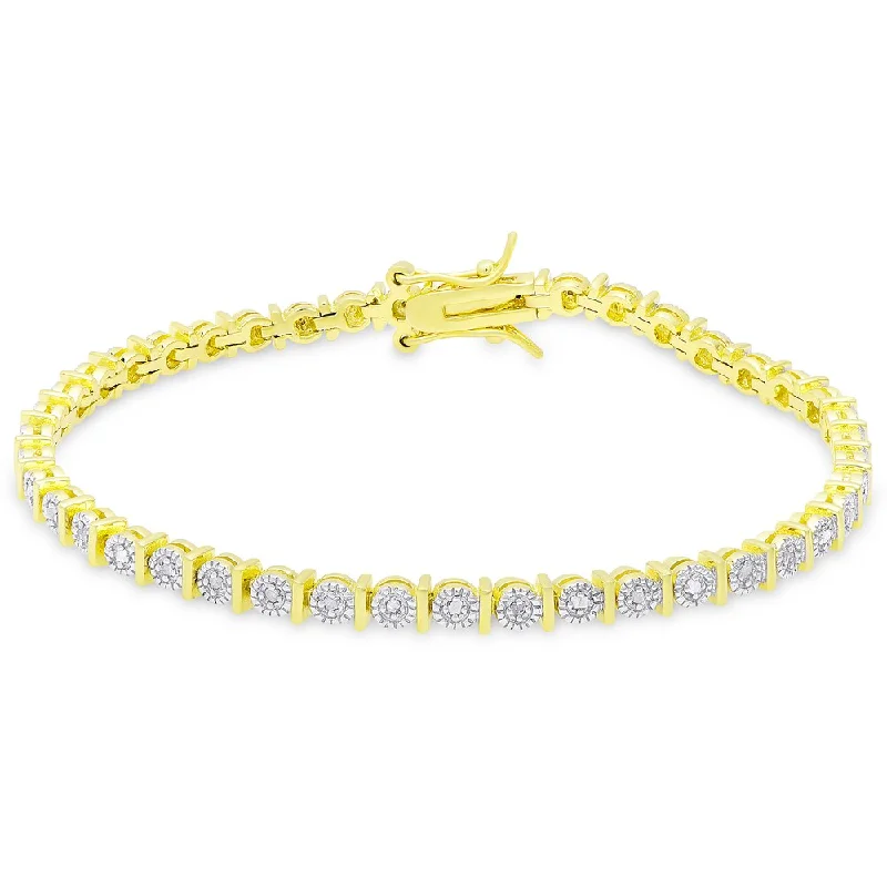 Thick chain bangles-Finesque Gold Over Silver or Sterling Silver 1/4ct TDW Diamond Bracelet