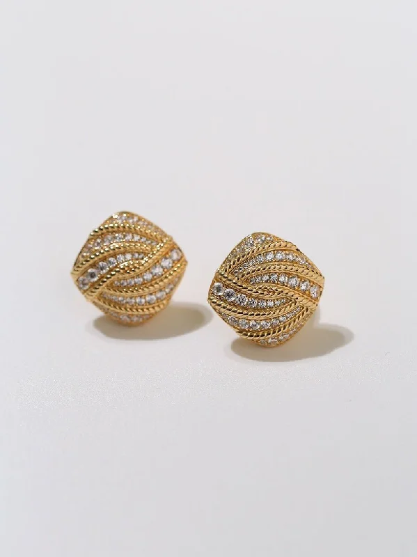 Reef knot earrings-Vintage-Inspired Square Twist Diamond Stud Earrings