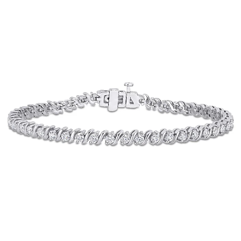 Tiny star bangles-Miadora 2 3/4ct DEW Moissanite Tennis Bracelet in Sterling Silver - 7.25 in x 4.1 mm x 2.9 mm