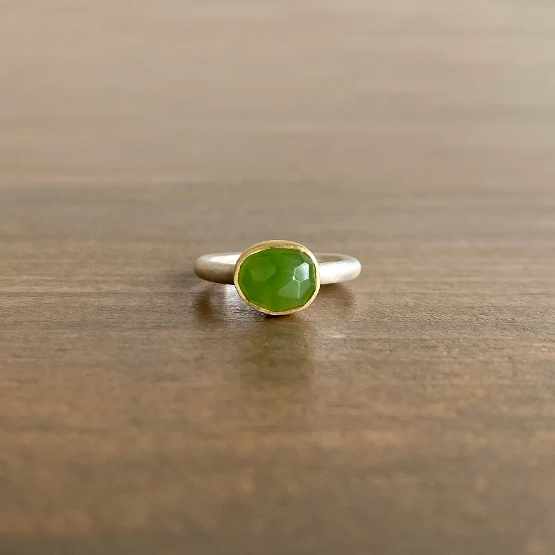 Small Oval Rose Cut Jade Ring