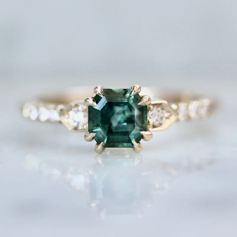 Center Stage Green Asscher Cut Montana Sapphire Ring