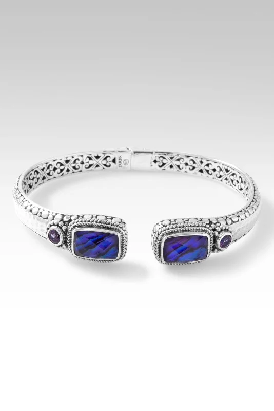 Rustic lock bangles-Radiant Glory Tip-to-Tip Bracelet™ in Royal Purple Abalone Quartz Triplet