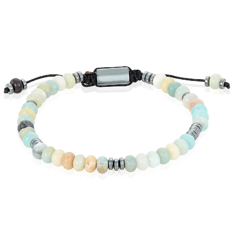 Lily motif bangles-Rondelle Shaped Natural Stone Beaded Adjustable Shocker Tie Bracelet