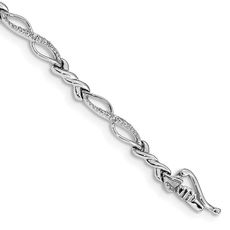 Coiled cord bangles-Curata 3mm 14k White Gold Diamond Bracelet