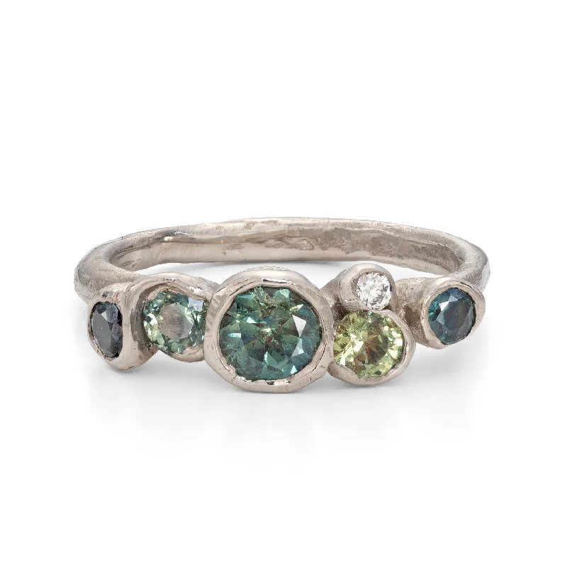 Round cut engagement rings-Ocean Green Nori Ring