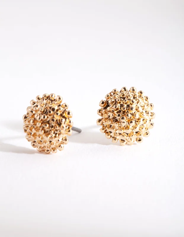 Half moon earrings-Gold Crater Stud Earrings