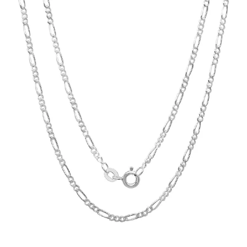 Quartz healing necklaces-Sterling Silver 2 mm Figaro Chain Necklace by Roberto Martinez - White