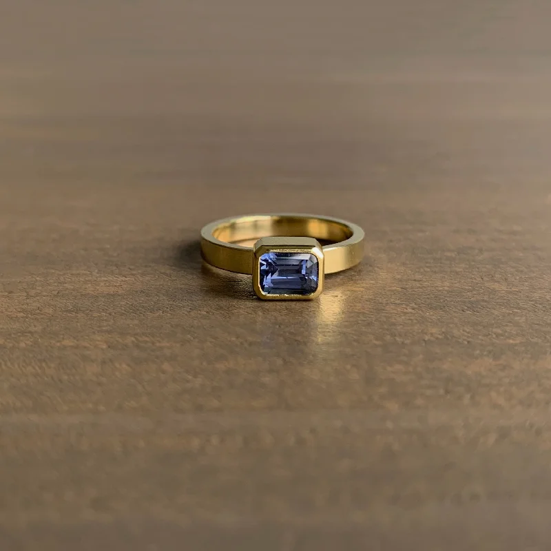 Sapphire Rectangle East-West Ring