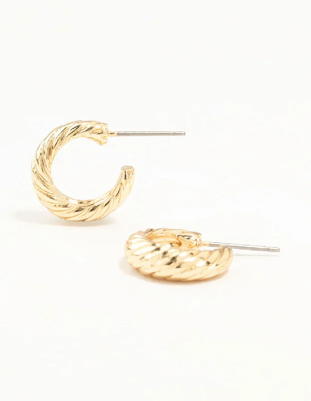 Light drop earrings-Gold Crescent Hoop Earrings