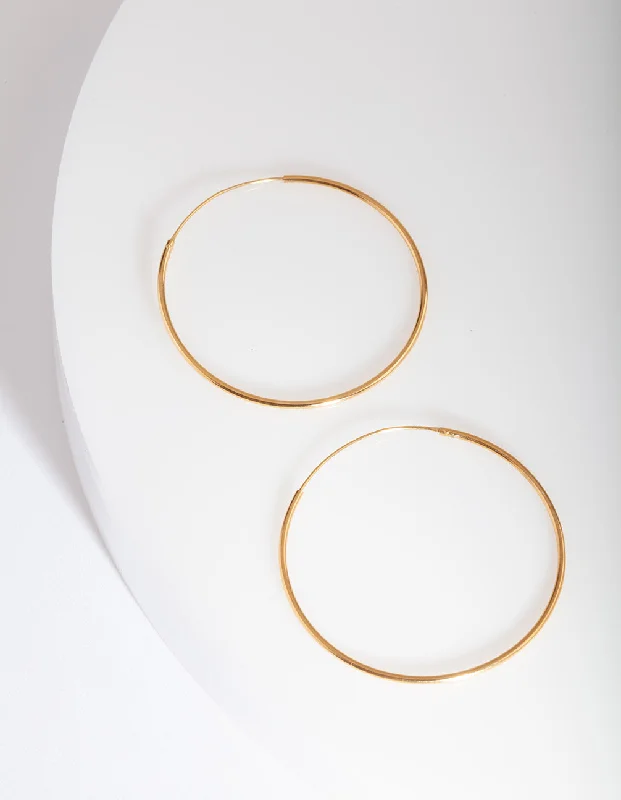 Vintage flair earrings-Gold Plated Sterling Silver 40mm Hoop Earrings